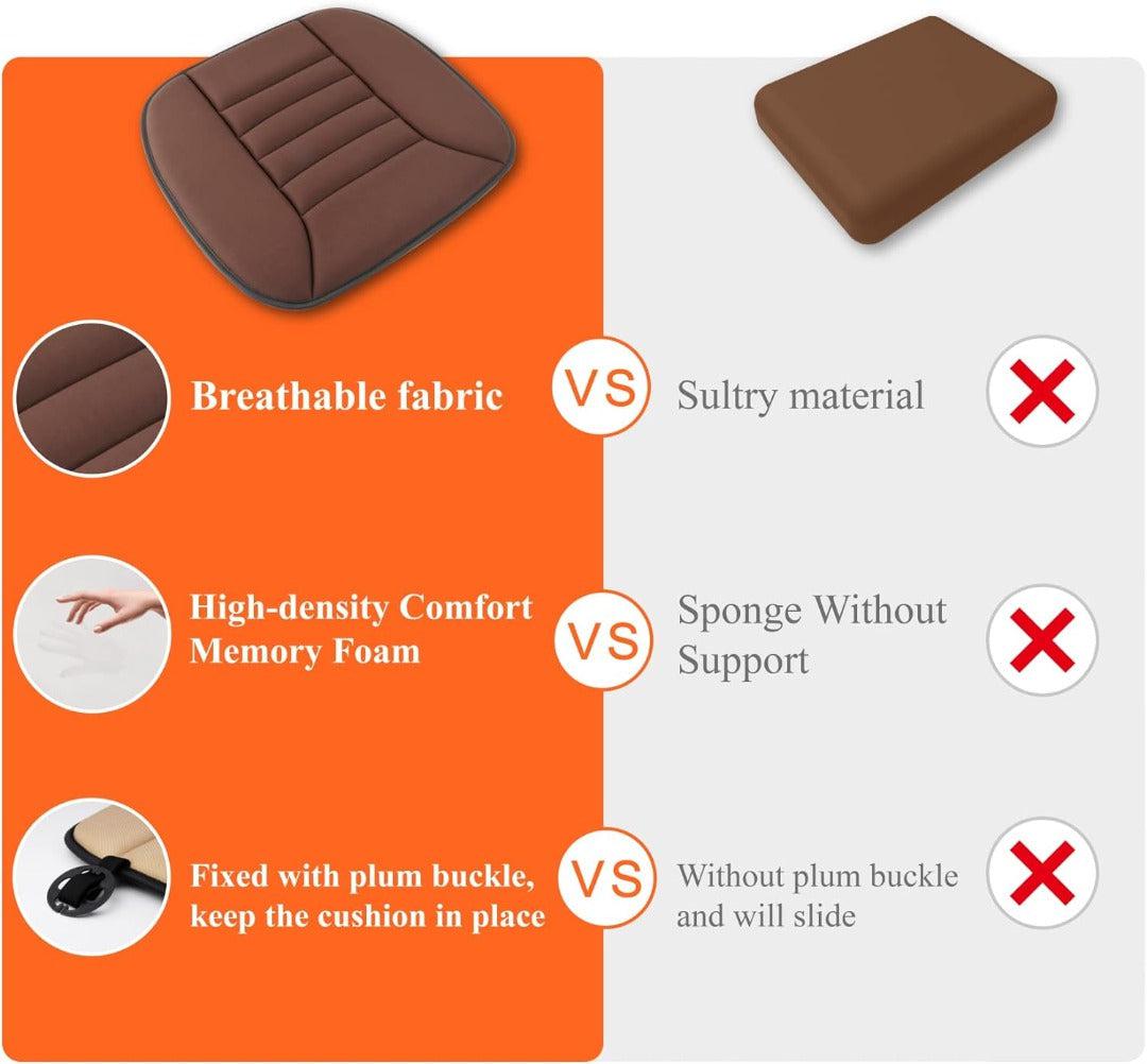 Car Seat Cushion | Memory Foam Support | Breathable Cover & Silicone Gel | Pain Relief