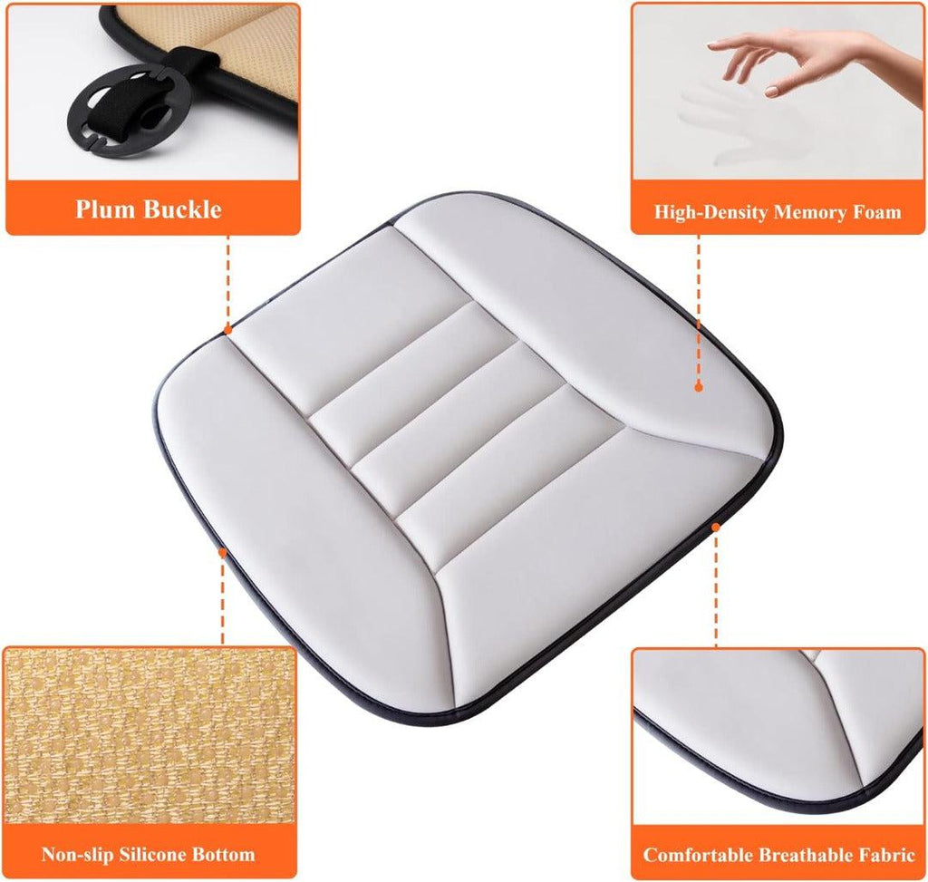 Car Seat Cushion | Memory Foam Support | Breathable Cover & Silicone Gel | Pain Relief