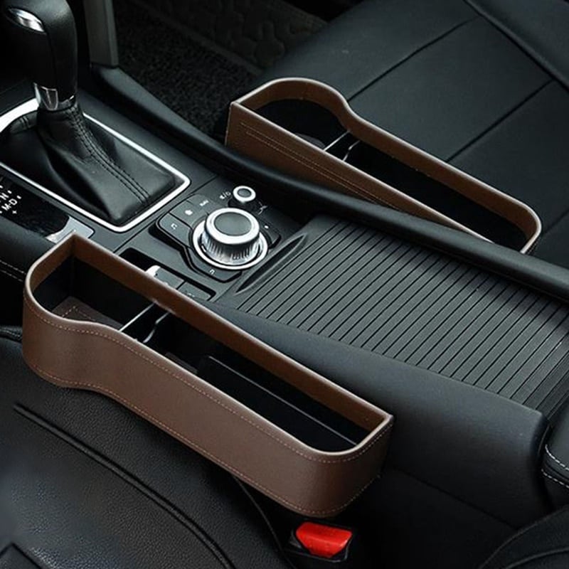 Car Seat Gap Organizer | Premium Leather Design | Cup Holder & Phone Storage | Universal Fit
