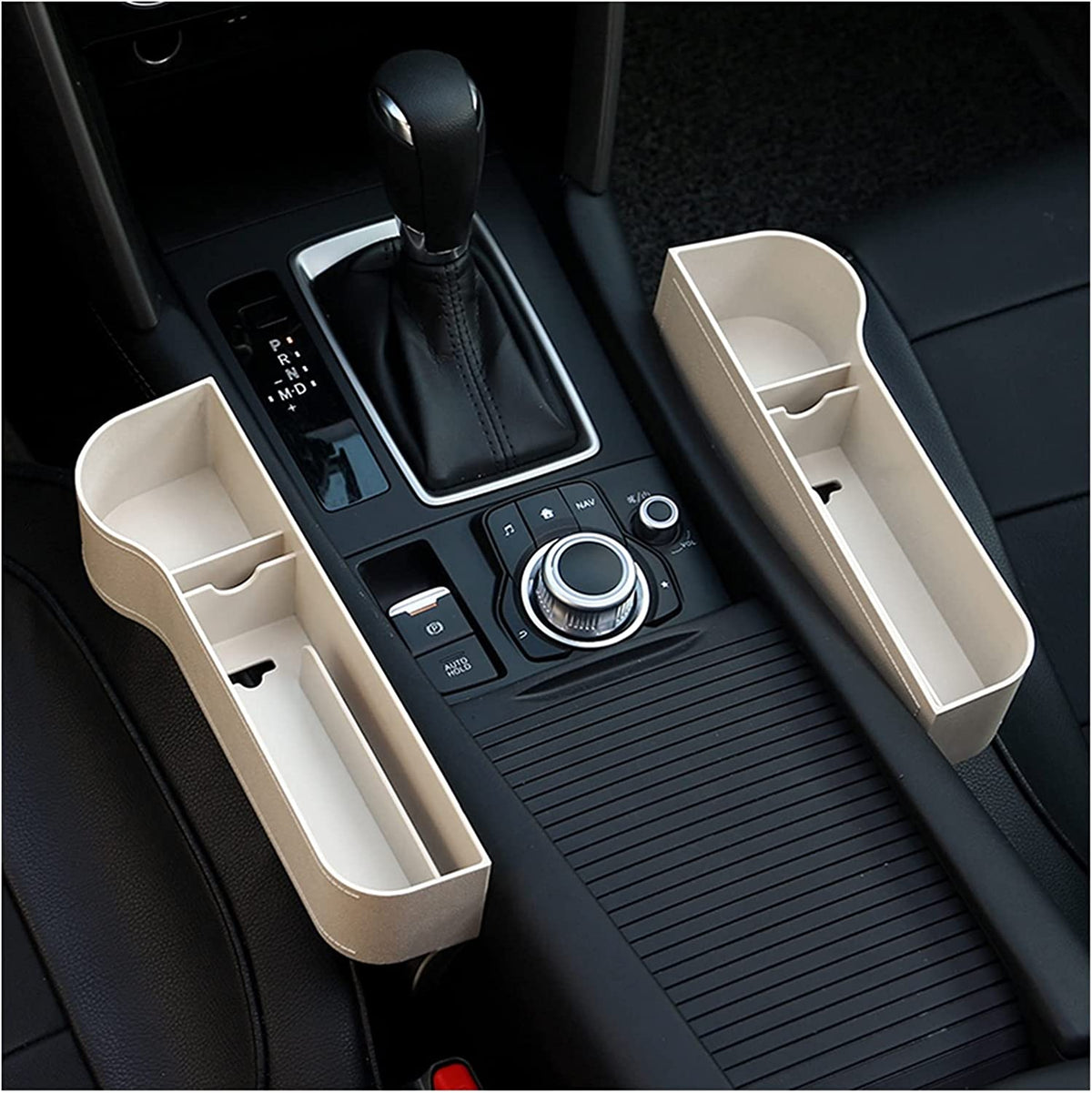 Car Seat Gap Organizer | Premium Leather Design | Cup Holder & Phone Storage | Universal Fit