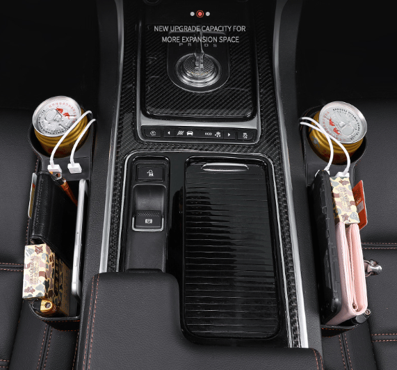 Car Seat Gap Organizer | Premium Leather Design | Cup Holder & Phone Storage | Universal Fit