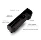 Car Seat Gap Organizer | Premium Leather Design | Cup Holder & Phone Storage | Universal Fit