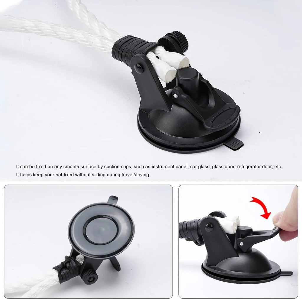 Car & Truck Hat Holder | Lasso Rope Cowboy Style | Suction Cup Mount & Leather Cord | Secure Hold