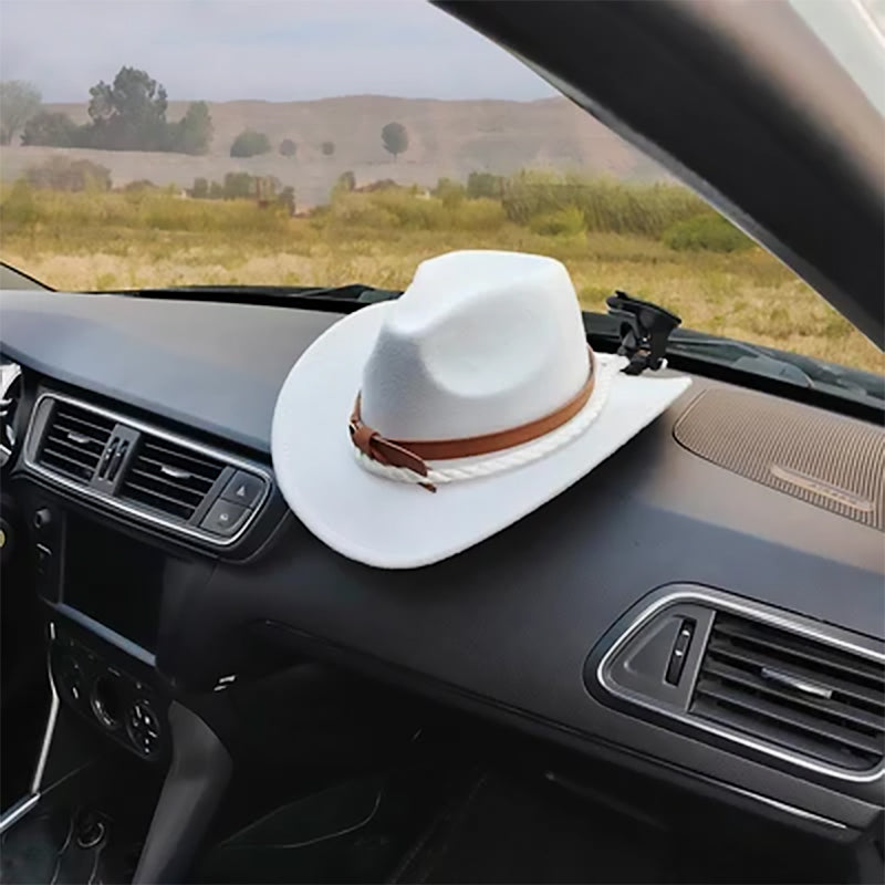 Car & Truck Hat Holder | Lasso Rope Cowboy Style | Suction Cup Mount & Leather Cord | Secure Hold