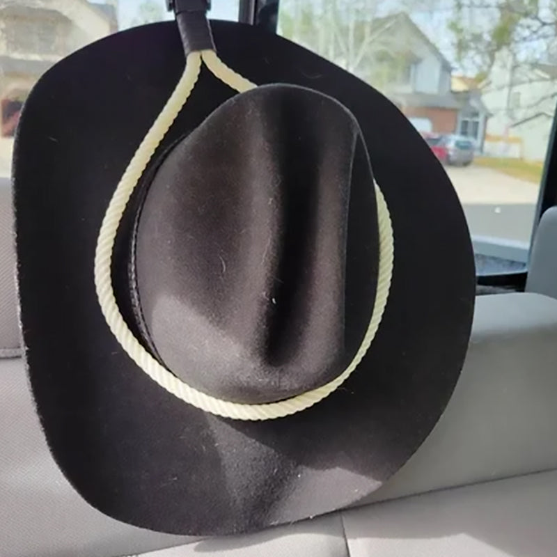 Car & Truck Hat Holder | Lasso Rope Cowboy Style | Suction Cup Mount & Leather Cord | Secure Hold