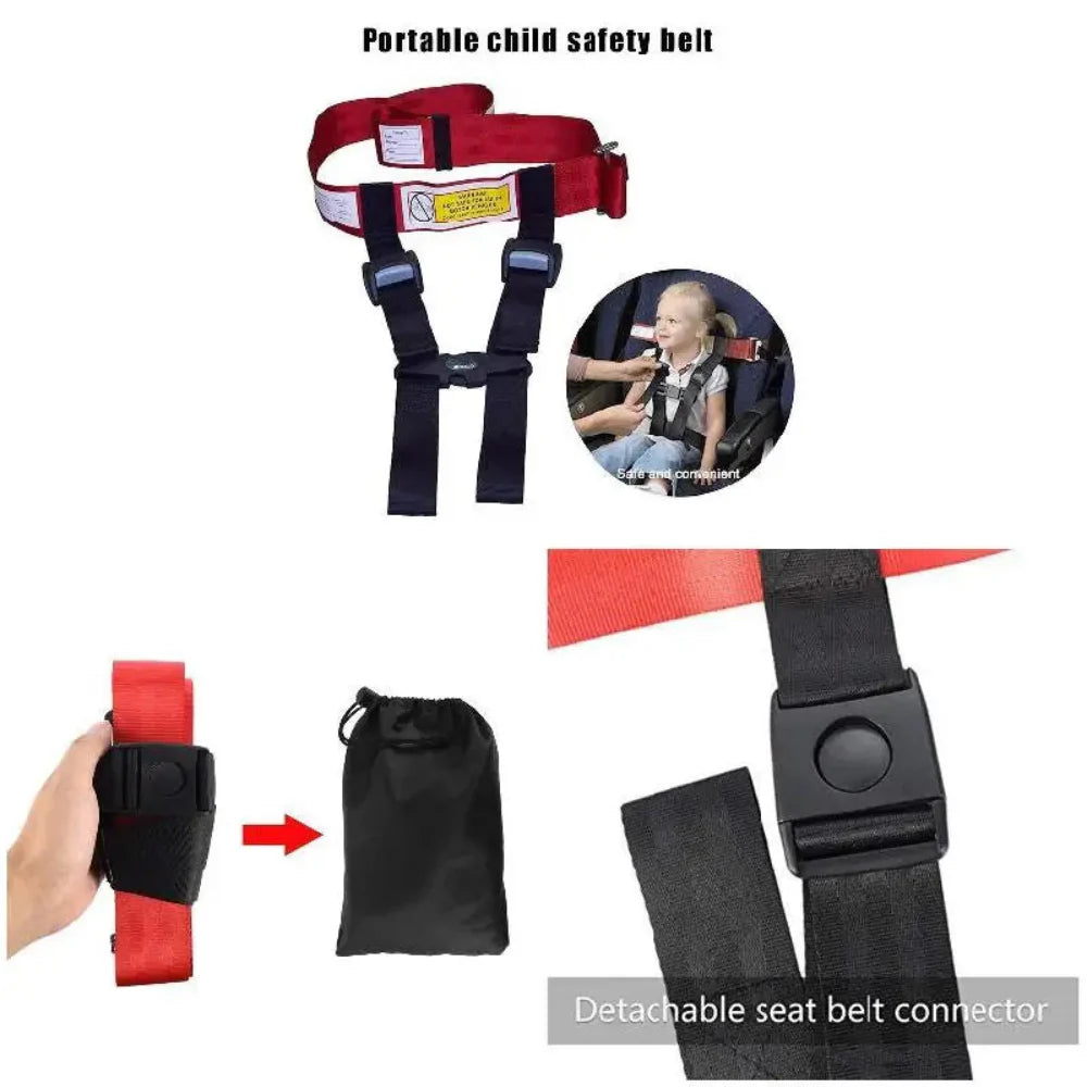Child Airplane Safety Harness | Adjustable Quick-Install Seat Belt | Foldable Travel-Friendly