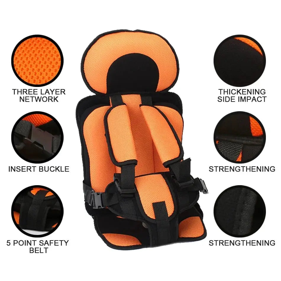 Child Car Seat | Foldable Booster Seat | Multi-Point Safety Harness | Cotton-Blend Mesh Ages 0–12