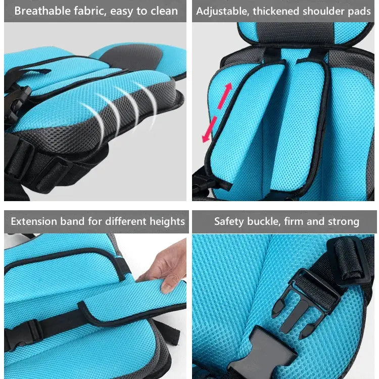 Child Car Seat | Foldable Booster Seat | Multi-Point Safety Harness | Cotton-Blend Mesh Ages 0–12