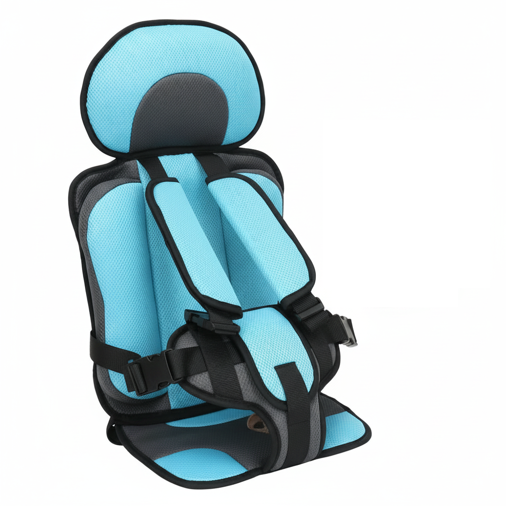 Children's Booster Car Seat | Compact Foldable | 5-Point Harness & Plush Padding | Travel-Friendly
