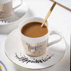 Coffee Mug | Dynamic Mirror Reflection Design | Gold Rim & Smooth Round Handle