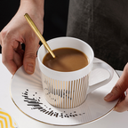 Coffee Mug | Dynamic Mirror Reflection Design | Gold Rim & Smooth Round Handle
