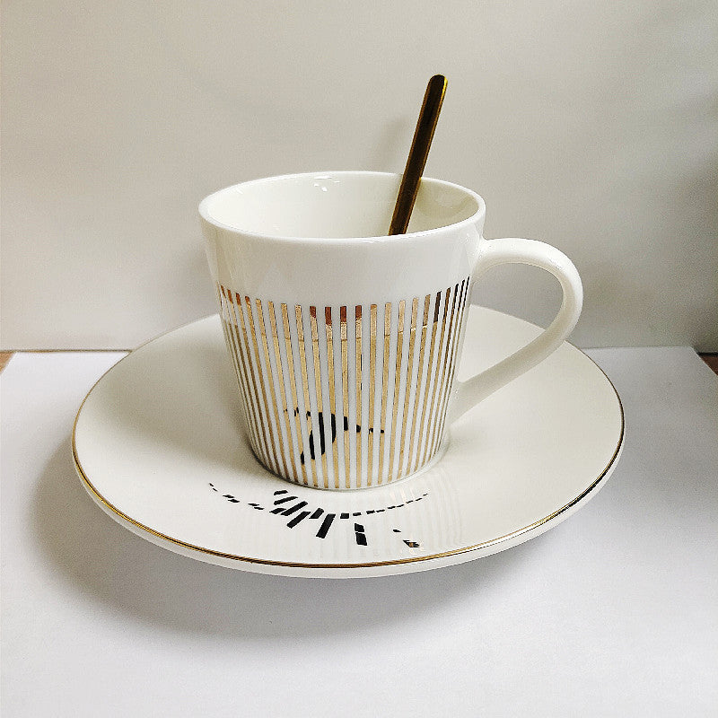 Coffee Mug | Dynamic Mirror Reflection Design | Gold Rim & Smooth Round Handle