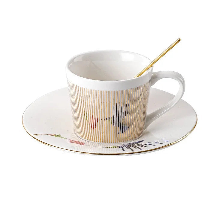 Coffee Mug | Dynamic Mirror Reflection Design | Gold Rim & Smooth Round Handle