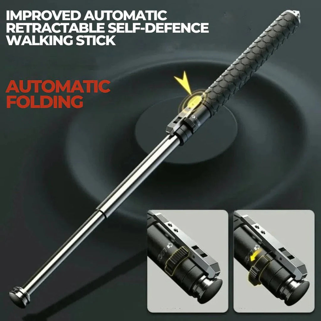 Collapsible Trekking Pole | Automatic Deploy | Aluminum Body & Anti-Slip Grip | Self-Defense