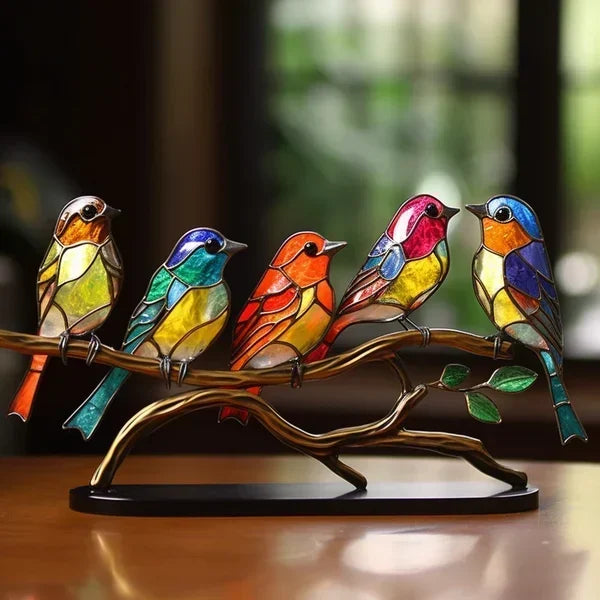 Colored Glass Bird Figurine | Handcrafted Artisan Design | Elegant Tabletop & Windowsill Decor