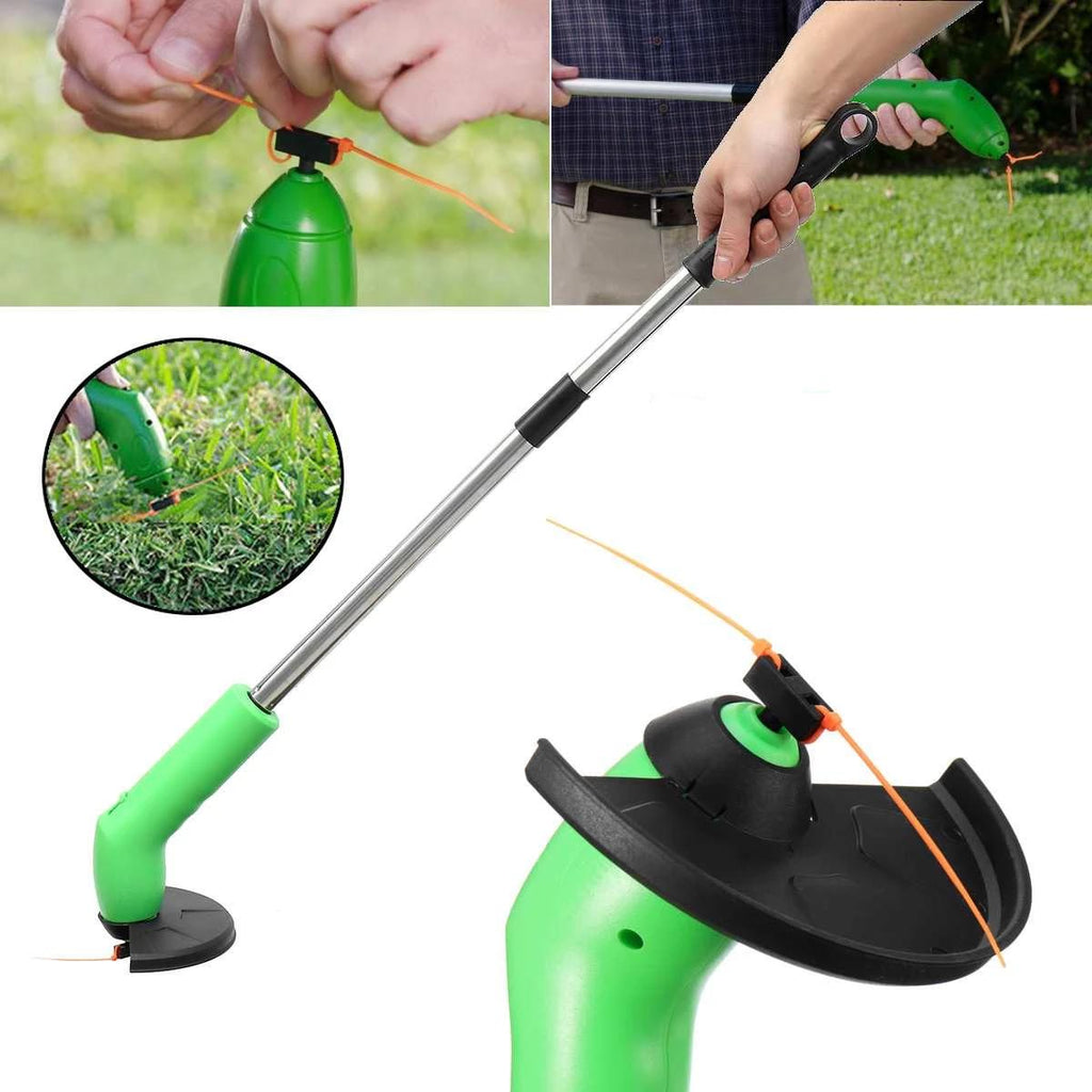 Cordless Grass Cutter | Handheld Lightweight Trimmer | Extension Pole & Debris Shield