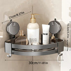 Corner Bathroom Organizer | Suction-Powered No-Drill | Water-Drain Design | Easy Installation