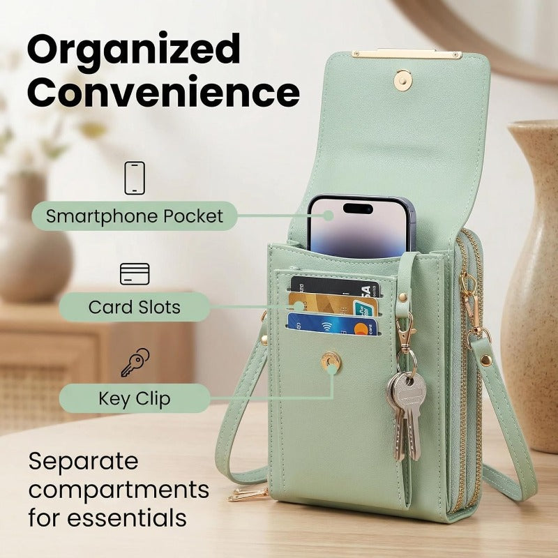Crossbody Phone Wallet | RFID-Blocking & Waterproof | Touchscreen Pocket, Fits 6.7 in Phones