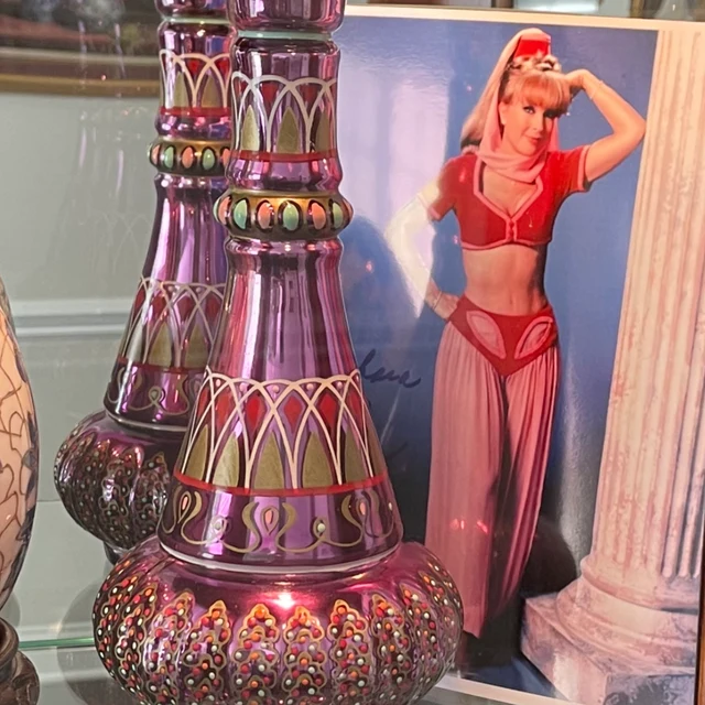 Decorative Genie Bottle | Purple Mirror Finish | Hand-Painted Glass | 10.5 in