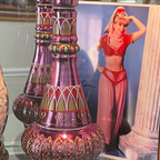 Decorative Genie Bottle | Purple Mirror Finish | Hand-Painted Glass | 10.5 in