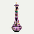 Decorative Genie Bottle | Purple Mirror Finish & Mulberry Accents | Hand-Cast Glass, 10.5 in