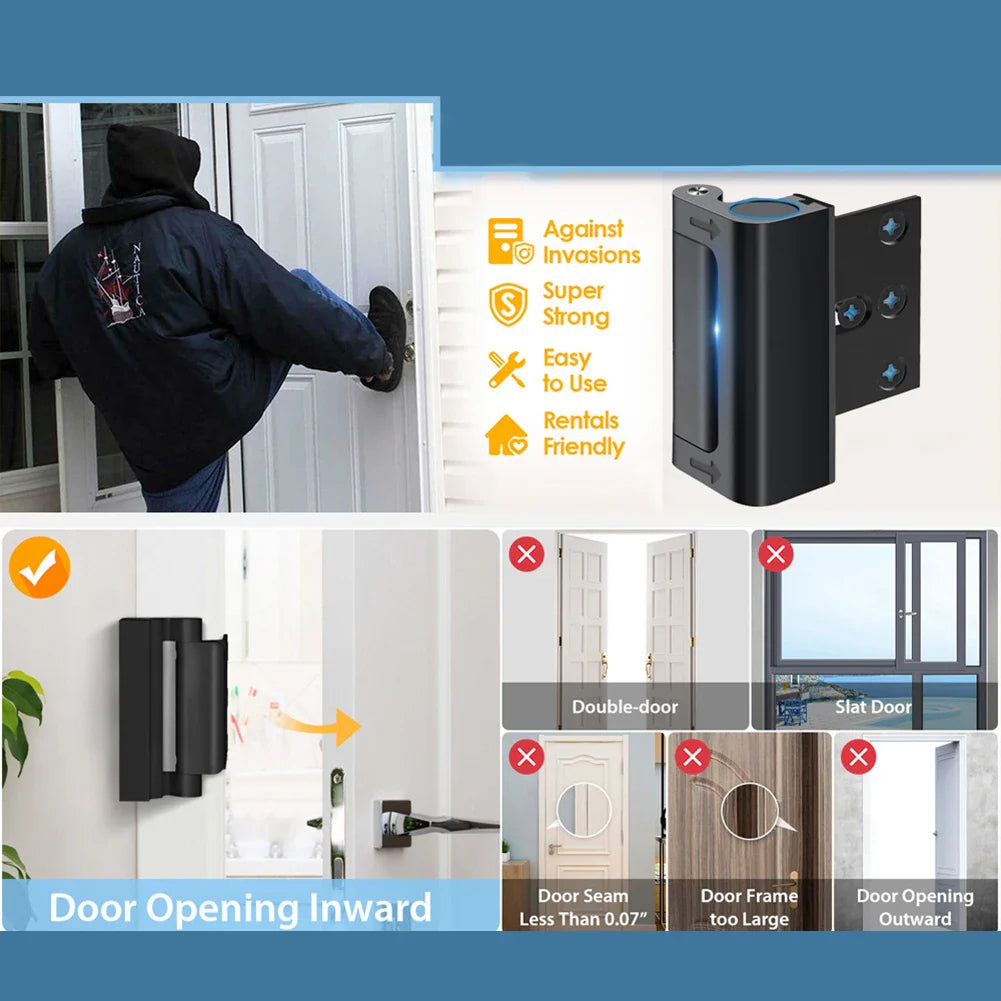Door Security Latch | Anti-Theft Reinforcement | Aluminum, 33×23 cm | Child-Safe