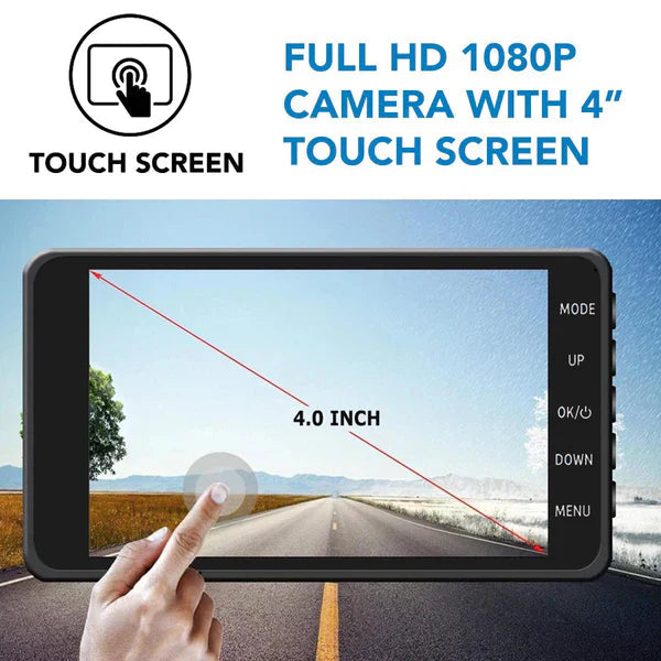 Dual-Lens Car Dash Camera | 4-Inch Display & Night Vision | High-Resolution Recording