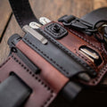 EDC Multitool Belt Pouch | Cowhide Leather | Flashlight & Pen Slots | Durable Design