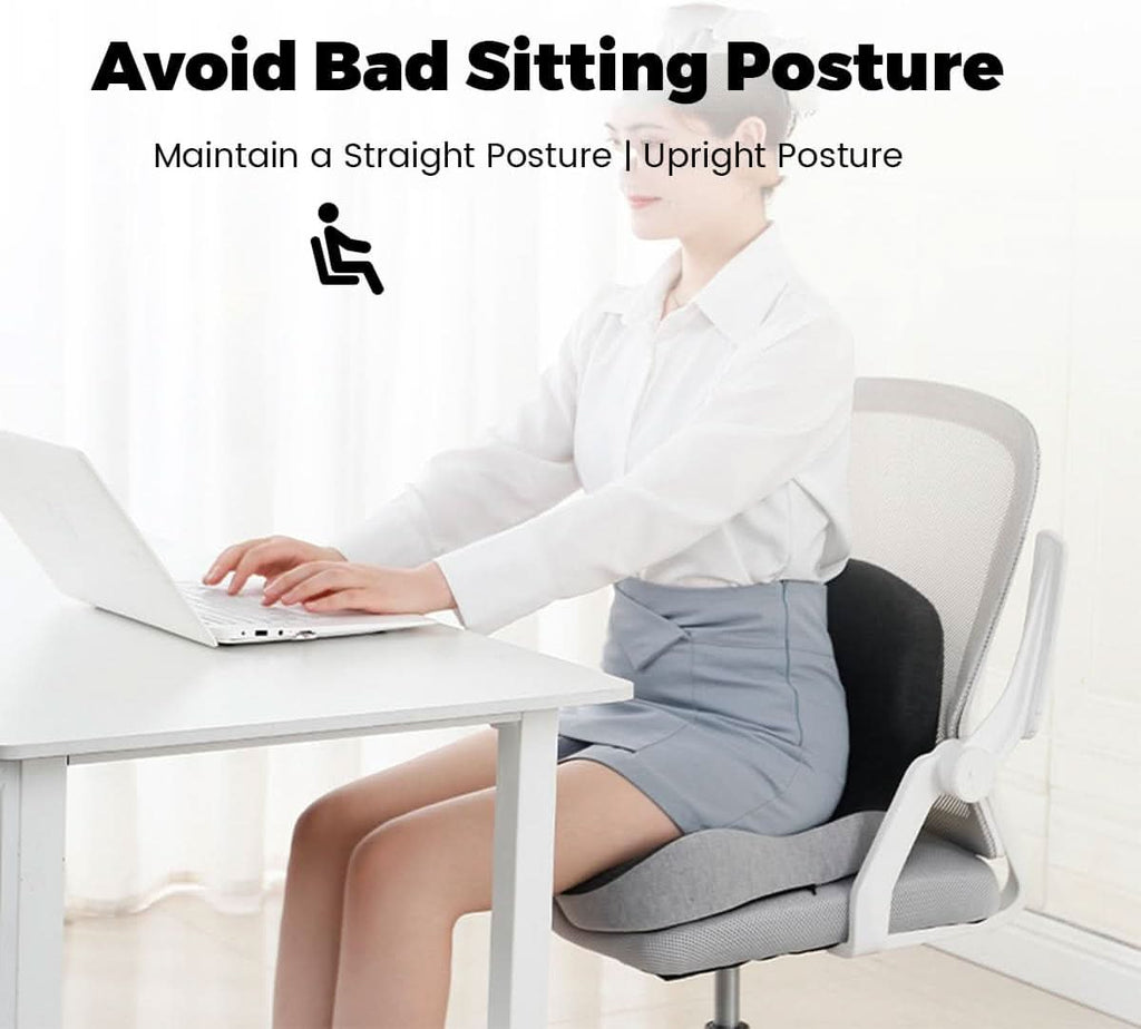 Ergonomic Seat Cushion | Contoured Memory Foam Lumbar Support | Non-Slip Base & Breathable Cover