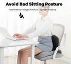Ergonomic Seat Cushion | Contoured Memory Foam Lumbar Support | Non-Slip Base & Breathable Cover