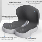 Ergonomic Seat Cushion | Contoured Memory Foam Lumbar Support | Non-Slip Base & Breathable Cover