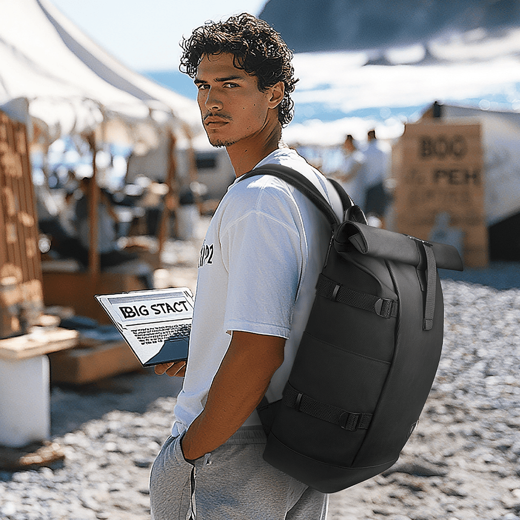 Expandable Rolltop Backpack for 17-inch Laptop | Water-Resistant Oxford | Anti-Theft Security