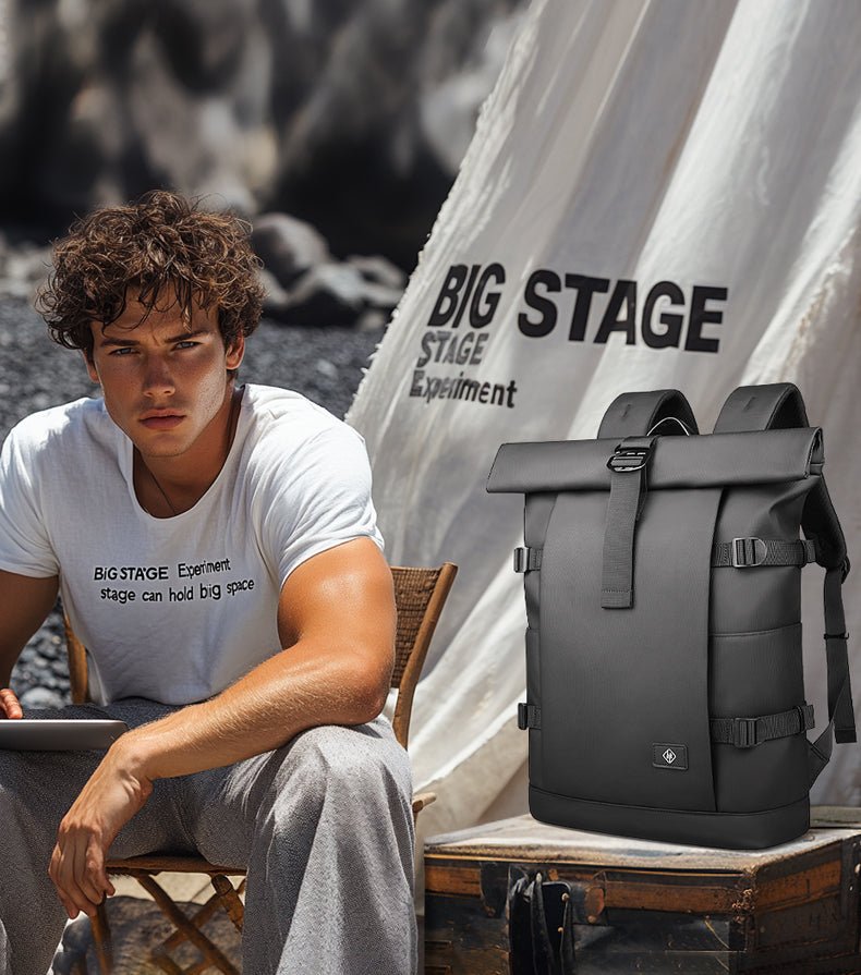 Expandable Rolltop Backpack for 17-inch Laptop | Water-Resistant Oxford | Anti-Theft Security