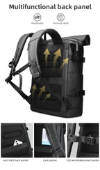 Expandable Rolltop Backpack for 17-inch Laptop | Water-Resistant Oxford | Anti-Theft Security