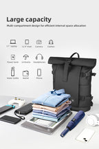 Expandable Rolltop Backpack for 17-inch Laptop | Water-Resistant Oxford | Anti-Theft Security