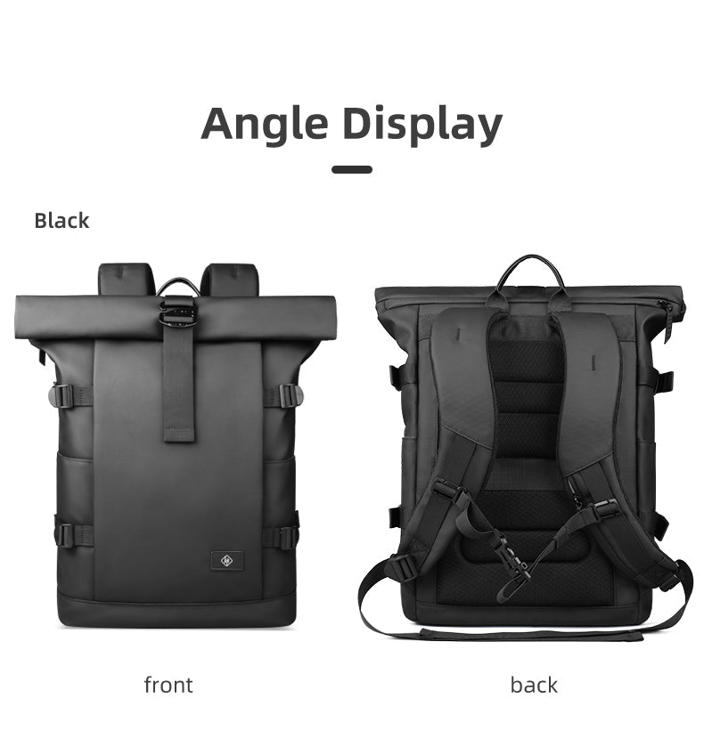 Expandable Rolltop Backpack for 17-inch Laptop | Water-Resistant Oxford | Anti-Theft Security