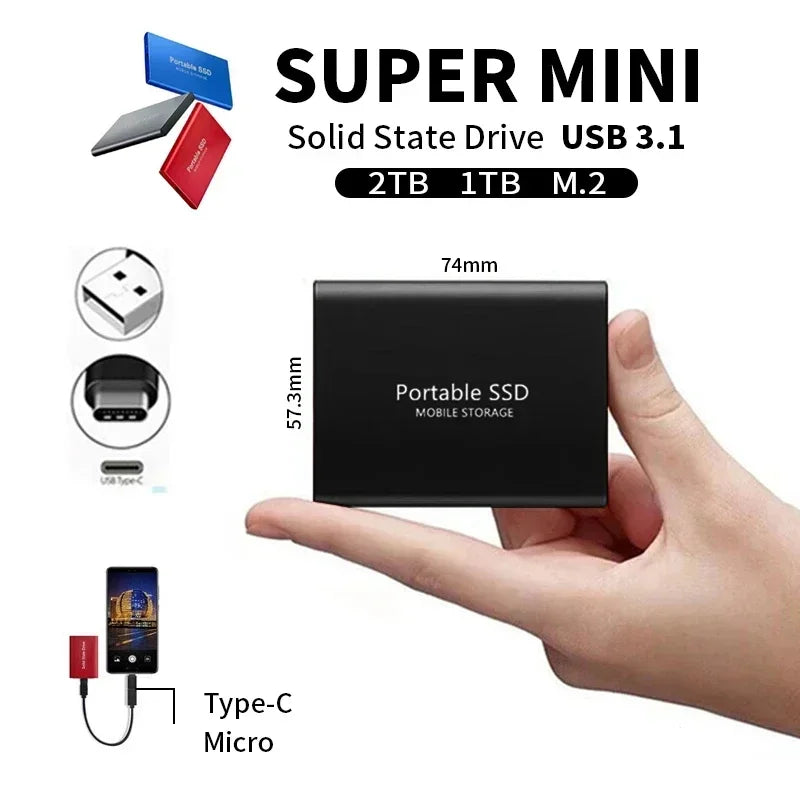 External SSD | USB Type-C Fast Transfer | 128GB | Compact Portable Design