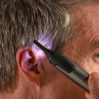 Facial Trimmer | Ultra-Thin Angled Blade | Stainless Steel & Titanium | Cordless LED Light