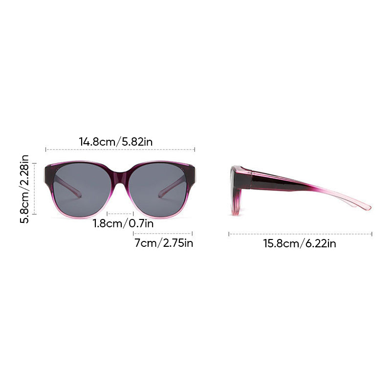 Fit-Over Sunglasses for Glasses | Polarized UV400 Protection | Oversized Cat-Eye Frame
