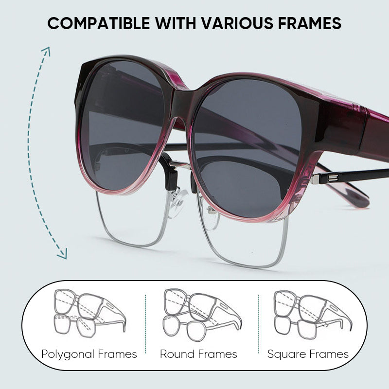 Fit-Over Sunglasses for Glasses | Polarized UV400 Protection | Oversized Cat-Eye Frame