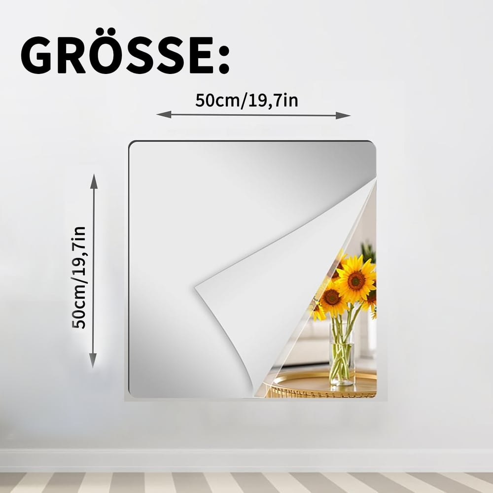 Flexible Mirror Sheet | Shatterproof & Bendable | Self-Adhesive Backing | Child-Safe