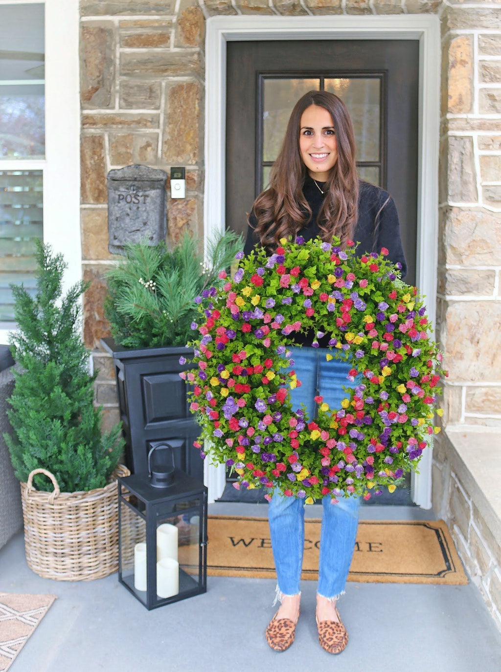 Front Door Wreath | Handmade Grapevine | Silk Buttercups & Lifelike Eucalyptus | Seasonal Decor