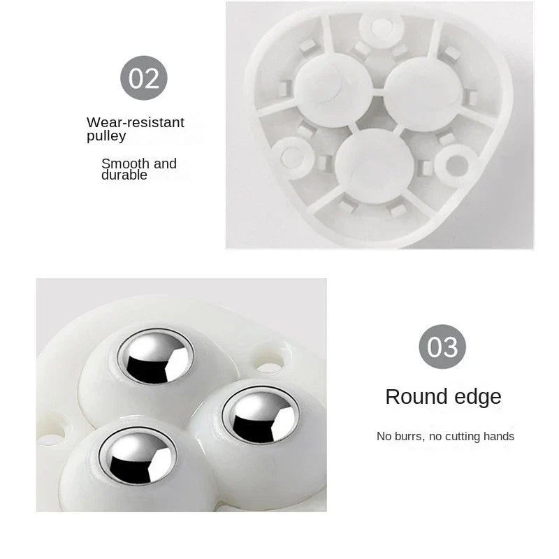Furniture Mover Wheels | Full Rotation | Adhesive Base & Stainless Steel Bearings | 4-Pack