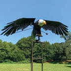 Garden Bird Wind Spinner | Animated Swinging Design | Powder-Coated Metal, Eagle & Owl Styles