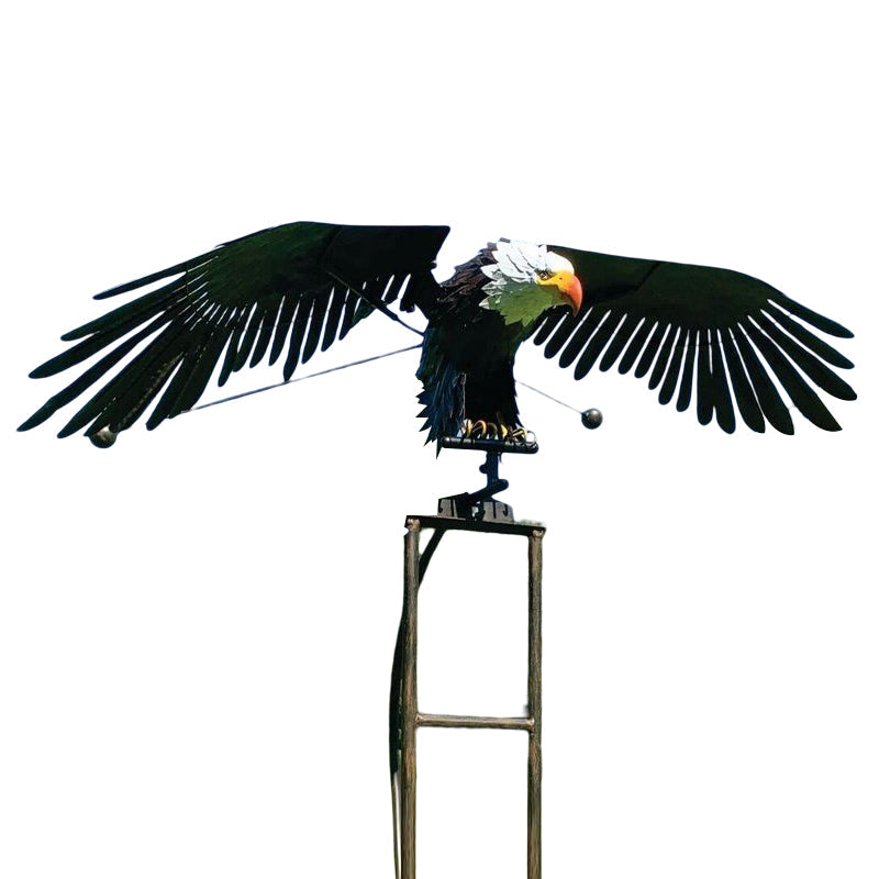 Garden Bird Wind Spinner | Animated Swinging Design | Powder-Coated Metal, Eagle & Owl Styles