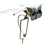 Garden Bird Wind Spinner | Animated Swinging Design | Powder-Coated Metal, Eagle & Owl Styles