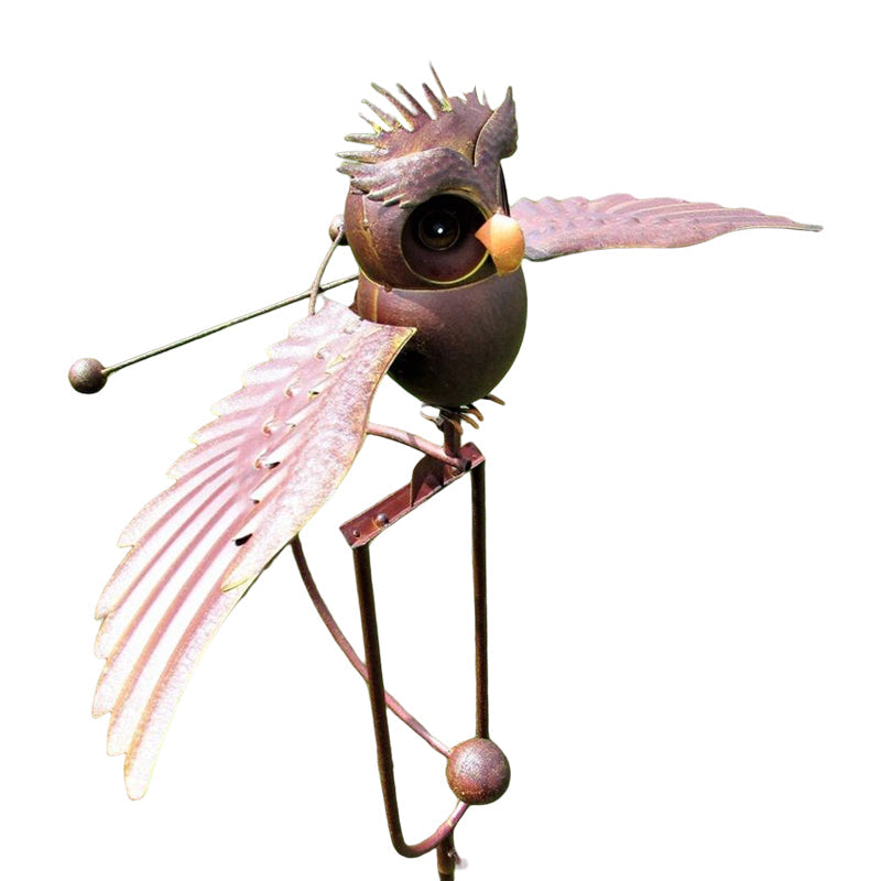 Garden Bird Wind Spinner | Animated Swinging Design | Powder-Coated Metal, Eagle & Owl Styles