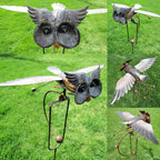 Garden Bird Wind Spinner | Animated Swinging Design | Powder-Coated Metal, Eagle & Owl Styles