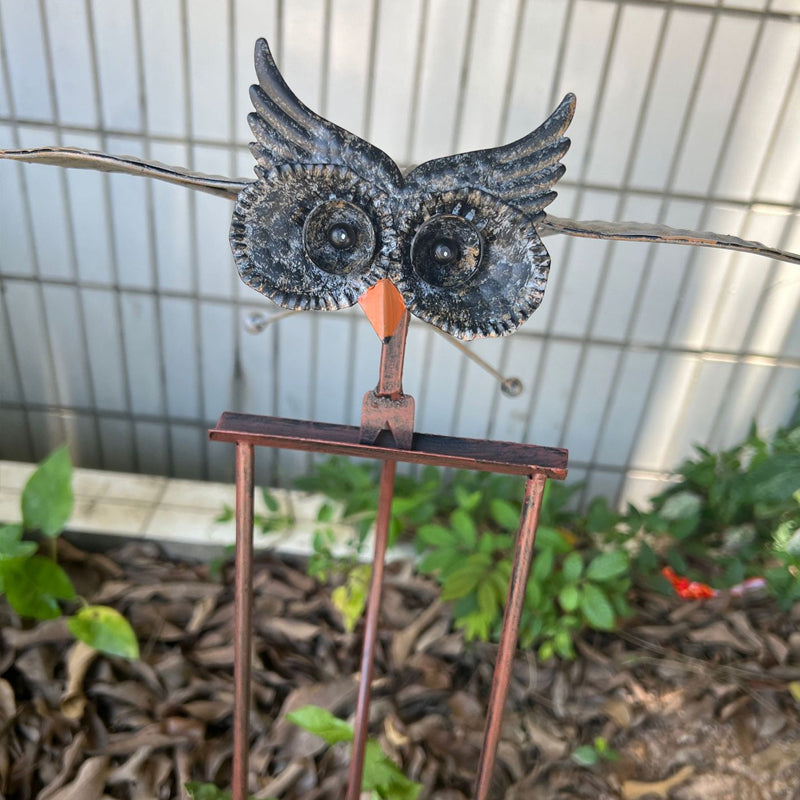 Garden Bird Wind Spinner | Animated Swinging Design | Powder-Coated Metal, Eagle & Owl Styles
