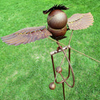 Garden Bird Wind Spinner | Animated Swinging Design | Powder-Coated Metal, Eagle & Owl Styles
